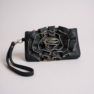 Mud Pie Black Clutch with Gold Detailing